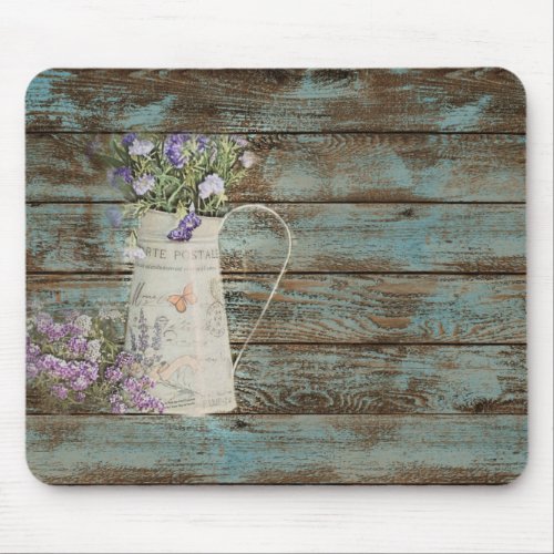 rustic country lavender whitewash blue barn wood mouse pad