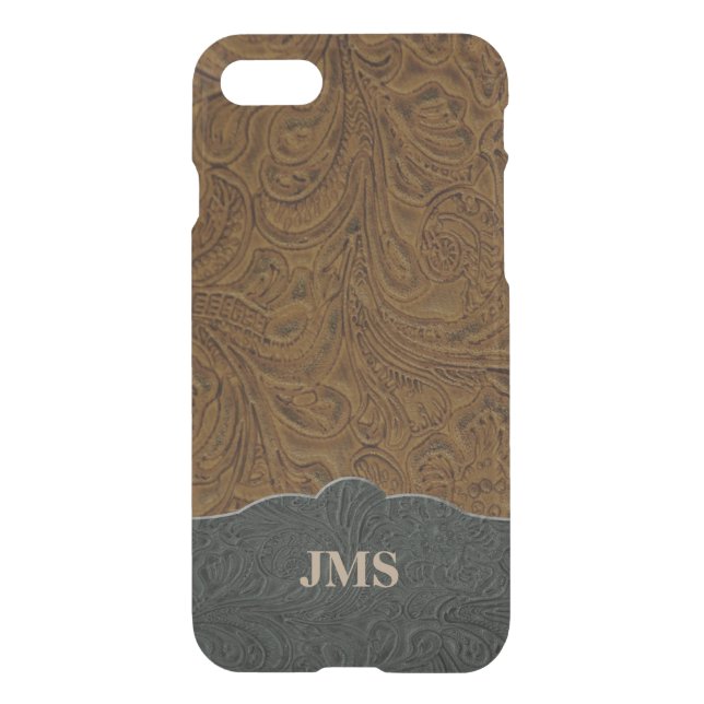 Rustic Country Leather Look Personalized Uncommon iPhone Case (Back)