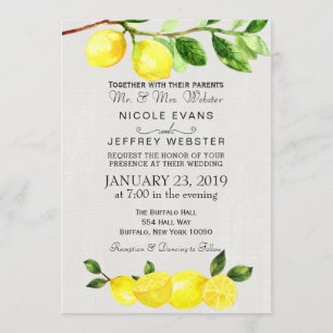 Rustic Country Lemon Summer Wedding Invitation