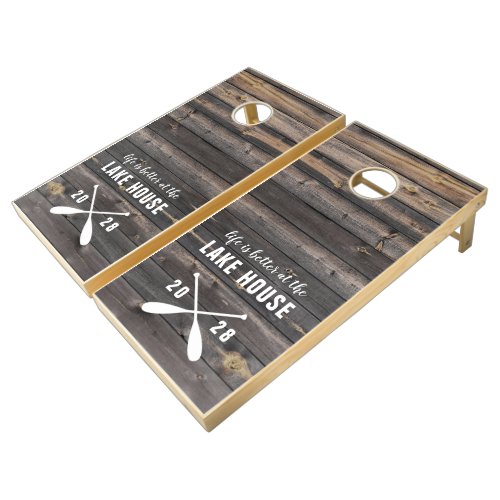 Rustic Country Life Is Better Lake House Paddles Cornhole Set