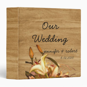 Rustic Country Lily Watercolor Wedding Album 3 Ring Binder
