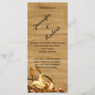 Rustic country Lily Watercolor Wedding Program