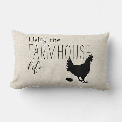 Rustic Country Linen Farmhouse Life Chicken Lumbar Pillow