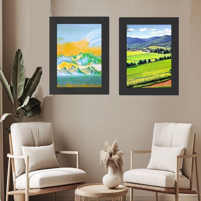 Rustic Country Living Meadows Green Hills Blue Sky Wall Art Sets (Rustic Country Living Meadows Green Hills Blue Sky Wall Art Sets)