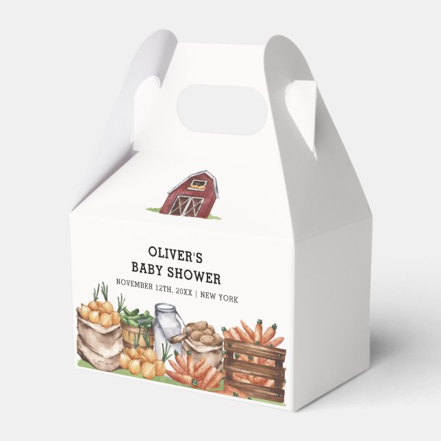 Rustic Country Locally Grown Veggie Baby Shower Favor Boxes (Front Side)