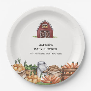 Rustic Country Locally Grown Veggie Baby Shower Paper Plates