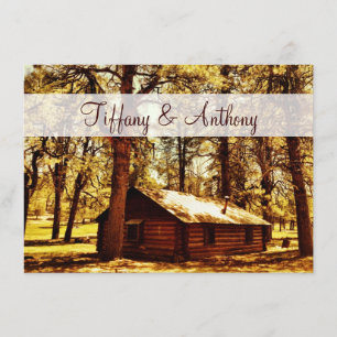 Rustic Country Log Cabin Woods Wedding Invitations