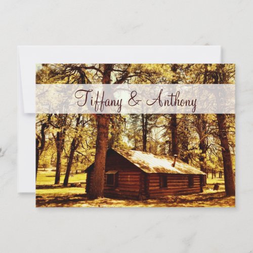 Rustic Country Log Cabin Woods Wedding Invitations