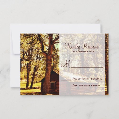 Rustic Country Log Cabin Woods Wedding RSVP Cards