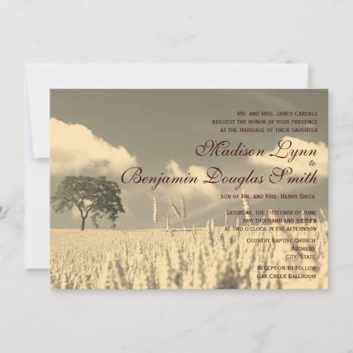 Rustic Country Lone Tree Wedding Invitations