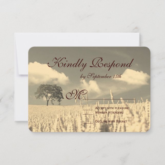 Rustic Country Lone Tree Wedding RSVP Cards (Front)