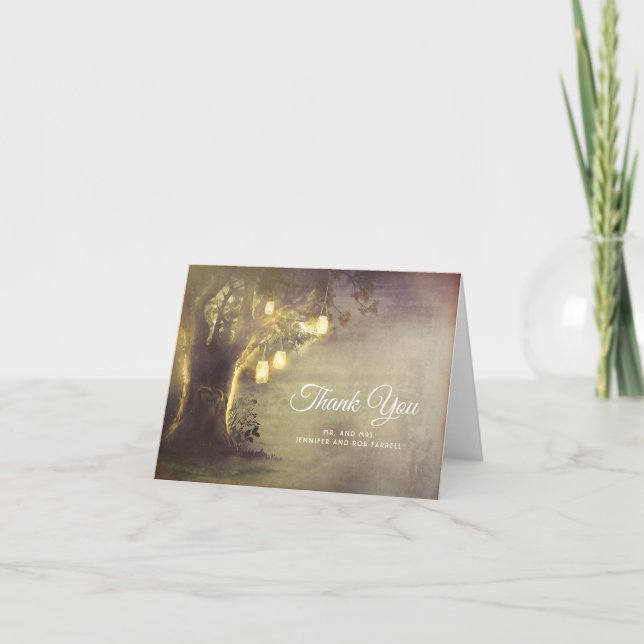 Rustic Country Love Tree Wedding Thank You Card (Front)