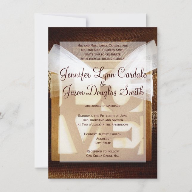 Rustic Country LOVE Wedding Invitation (Front)