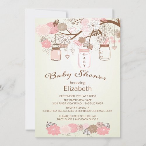 Rustic Country Mason Jar Baby Shower Announcement
