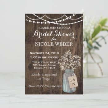 Rustic Country Mason Jar Barn Bridal Shower Invite by My_Wedding_Bliss at Zazzle