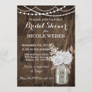 Rustic Country Mason Jar Barn Bridal Shower Invite