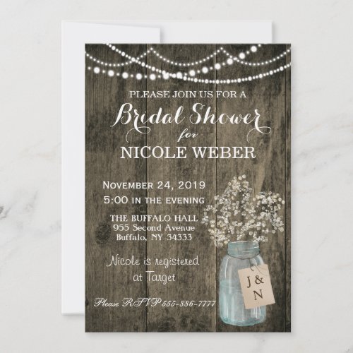 Rustic Country Mason Jar Barn Bridal Shower Invite