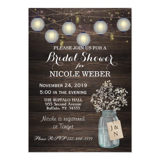 Rustic Country Mason Jar Barn Bridal Shower Invite Zazzle Com