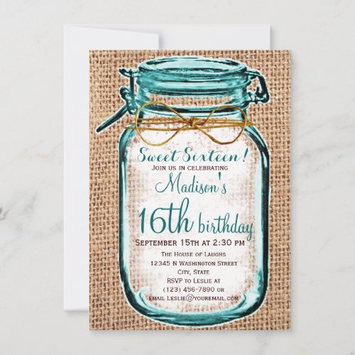 Rustic Country Mason Jar Birthday Invitation 4.5" X 6.25" Invitation Card