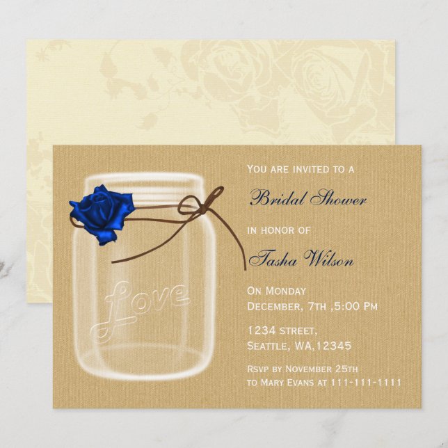 rustic country mason jar Bridal Shower Invitation (Front/Back)