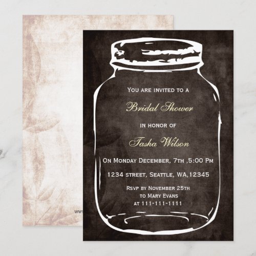 rustic country mason jar Bridal Shower Invitation