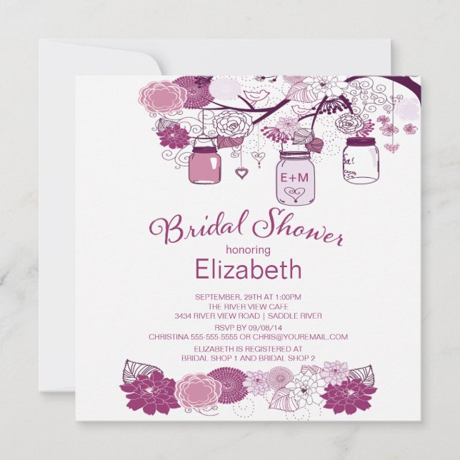 Rustic Country Mason Jar Bridal Shower Invitation (Front)