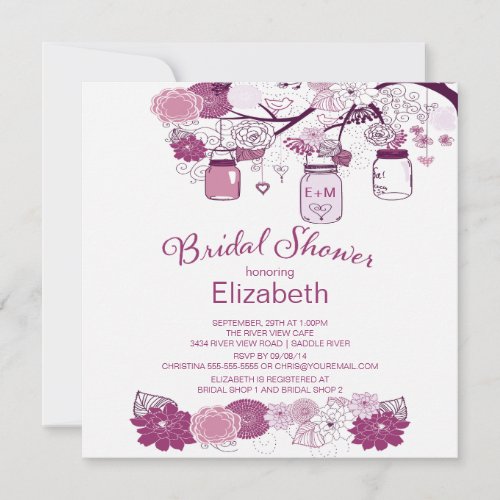 Rustic Country Mason Jar Bridal Shower Personalized Invitation