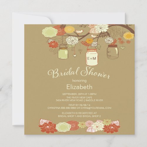 Rustic Country Mason Jar Bridal Shower Personalized Invite