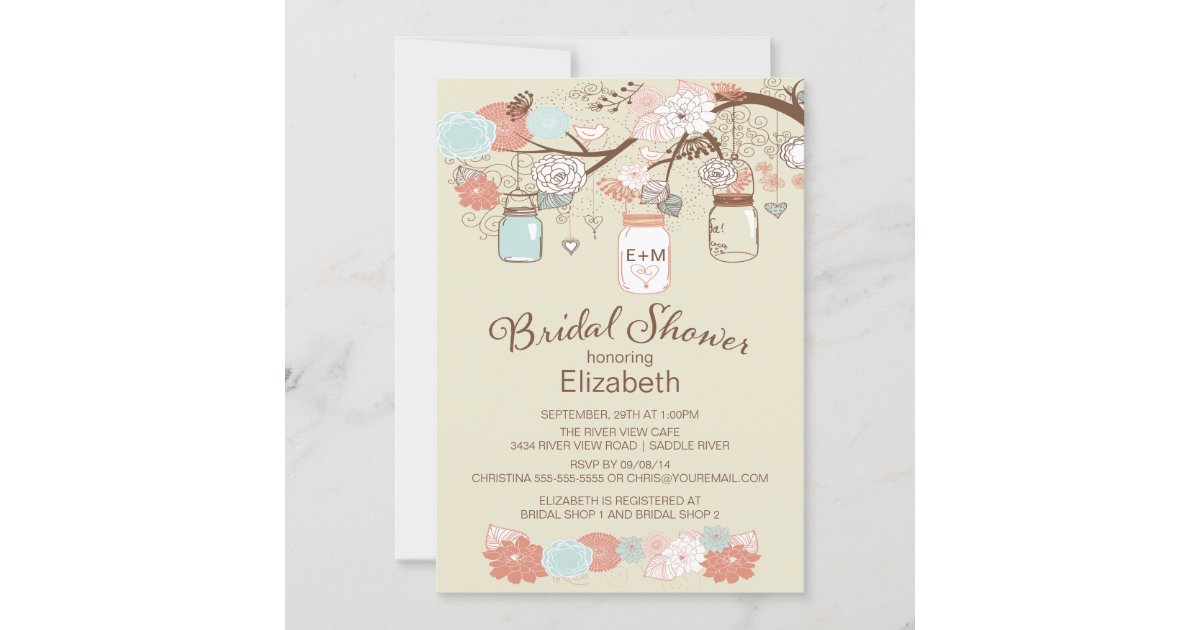 Rustic Country Mason Jar Bridal Shower Invitation