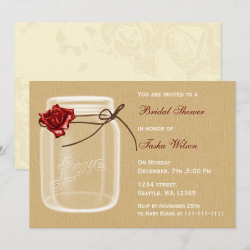 rustic country mason jar Bridal Shower Invitation