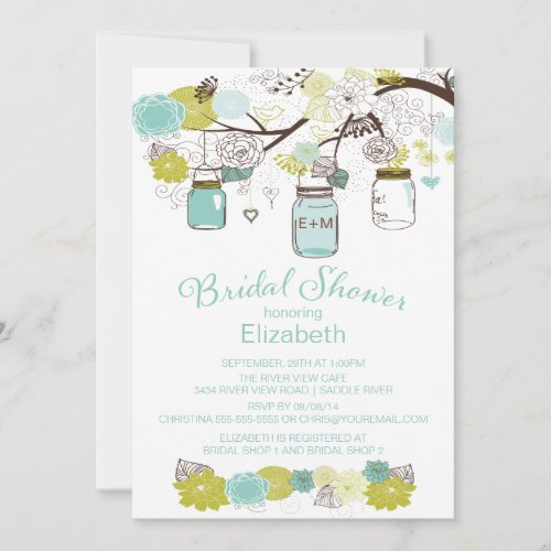 Rustic Country Mason Jar Bridal Shower Custom Invites