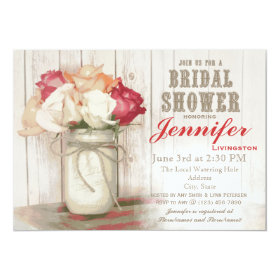 Rustic Country Mason Jar Bridal Shower Invitations