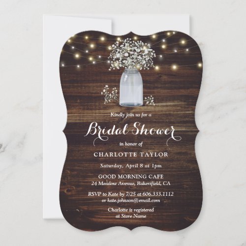 Rustic Country Mason Jar Floral Bridal Shower Invitation