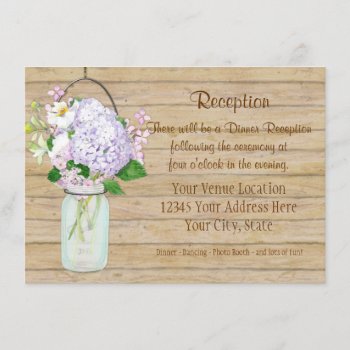 Rustic Country Mason Jar Floral Lavender Hydrangea Enclosure Card by ModernStylePaperie at Zazzle