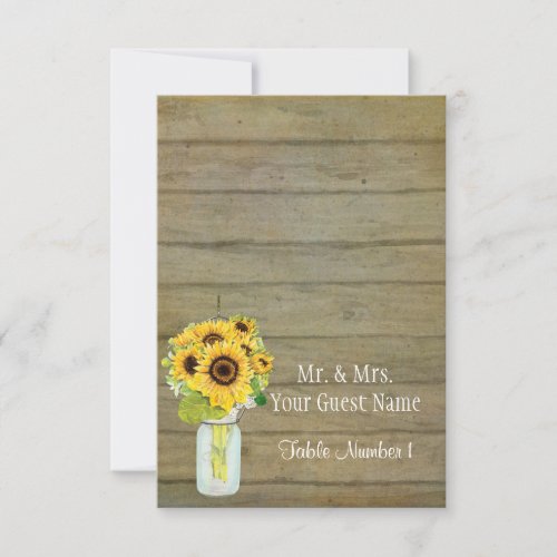 Rustic Country Mason Jar Flowers Sunflower Bouquet Invitation