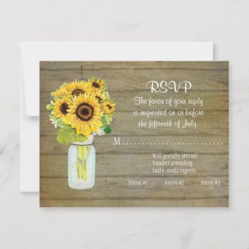 Rustic Country Mason Jar Flowers Sunflower Rsvp by ModernStylePaperie at Zazzle