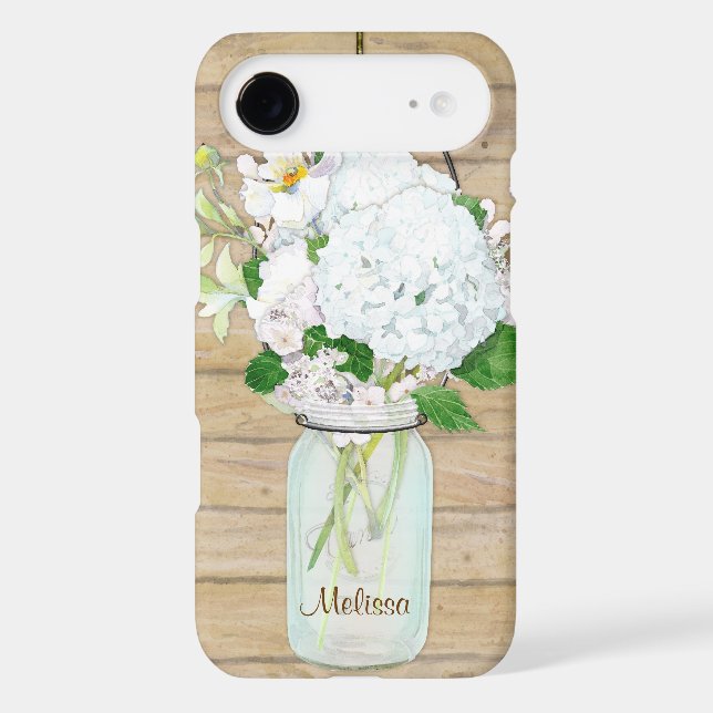 Rustic Country Mason Jar Flowers White Hydrangeas iPod Touch Cover (Back)