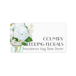 Rustic Country Mason Jar Flowers White Hydrangeas Label