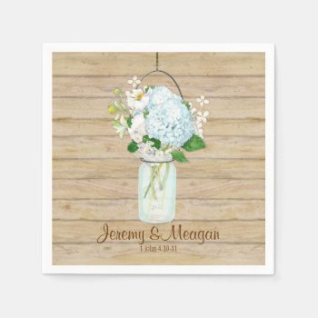 Rustic Country Mason Jar Flowers White Hydrangeas Napkins by ModernStylePaperie at Zazzle