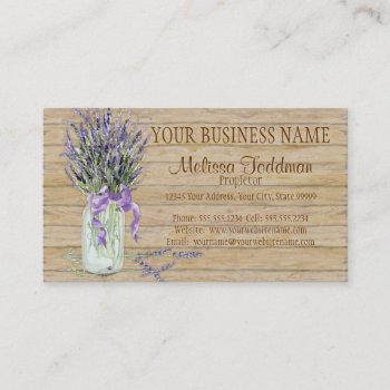 Rustic Country Mason Jar French Lavender Bouquet Business Card by ModernStylePaperie at Zazzle