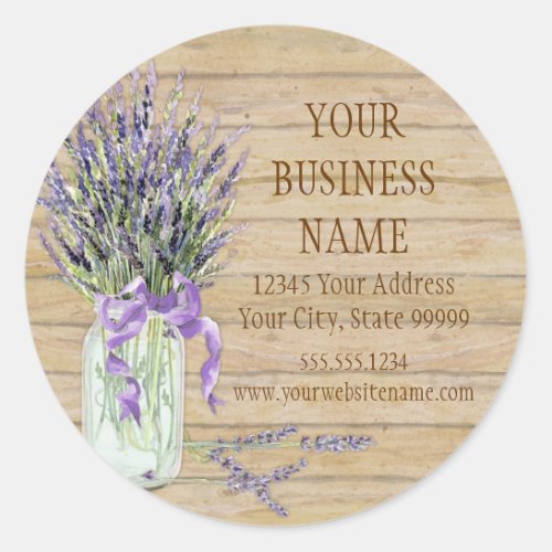 Rustic Country Mason Jar French Lavender Bouquet Classic Round Sticker