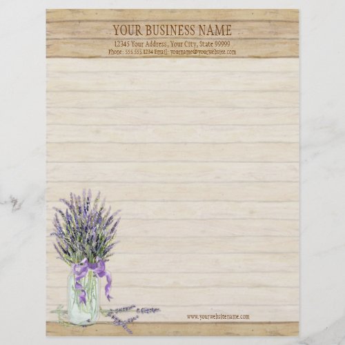 Rustic Country Mason Jar French Lavender Bouquet Letterhead