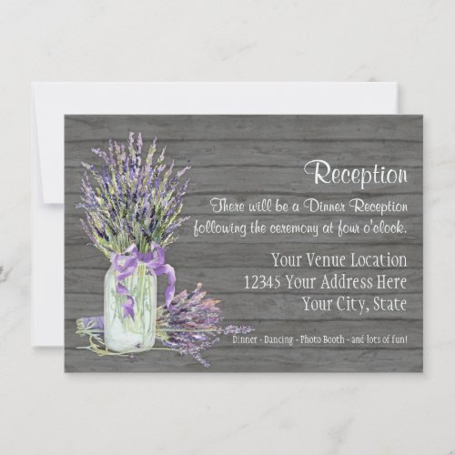 Rustic Country Mason Jar Lace n Lavender Floral Invitation