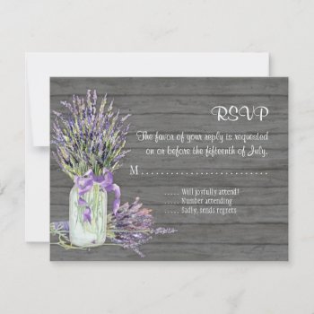 Rustic Country Mason Jar Lace N Lavender Floral Rsvp Card by ModernStylePaperie at Zazzle
