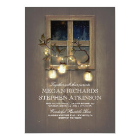 Rustic Country | Mason Jar Lights Fall Wedding Card