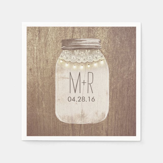 Rustic Country Mason Jar Lights Paper Napkins (Front)