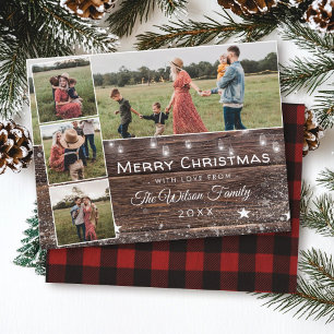 Rustic Country Mason Jar Photo Collage Christmas Invitation Postcard
