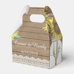 Rustic Country Mason Jar Sunflower Favor Box