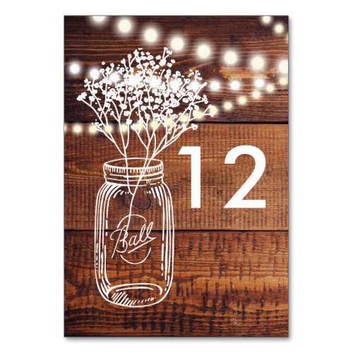 RUSTIC COUNTRY MASON JAR TABLE NUMBER