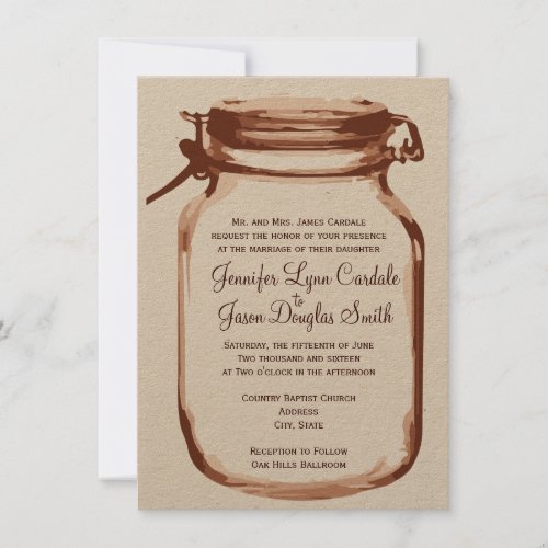 Rustic Country Mason Jar Wedding Invitations